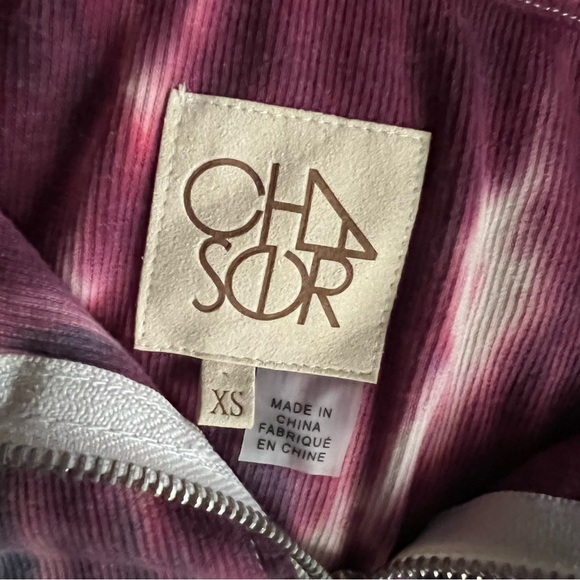 Chaser Tie Dye Sweatshirt Quarter Zip Burgundy Cream Pink Top Size XS - Picture 12 of 14